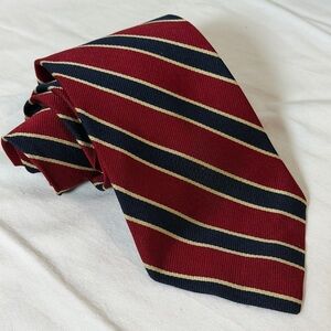 Hardy Amies Savile Row London Burgundy and Navy Striped Power Tie 100% Silk